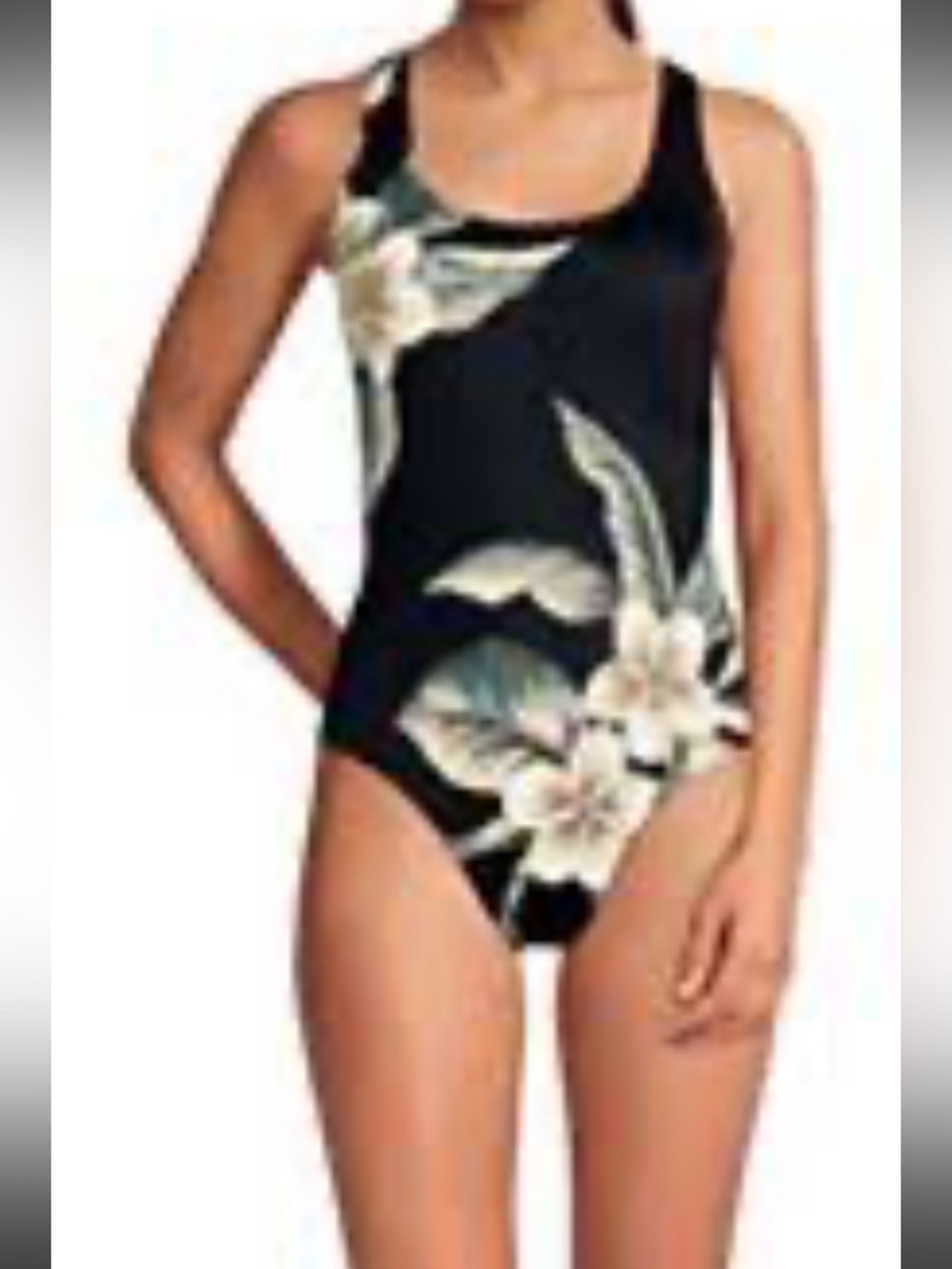 Lands End One Piece Swimsuit Floral Tropical Size 4